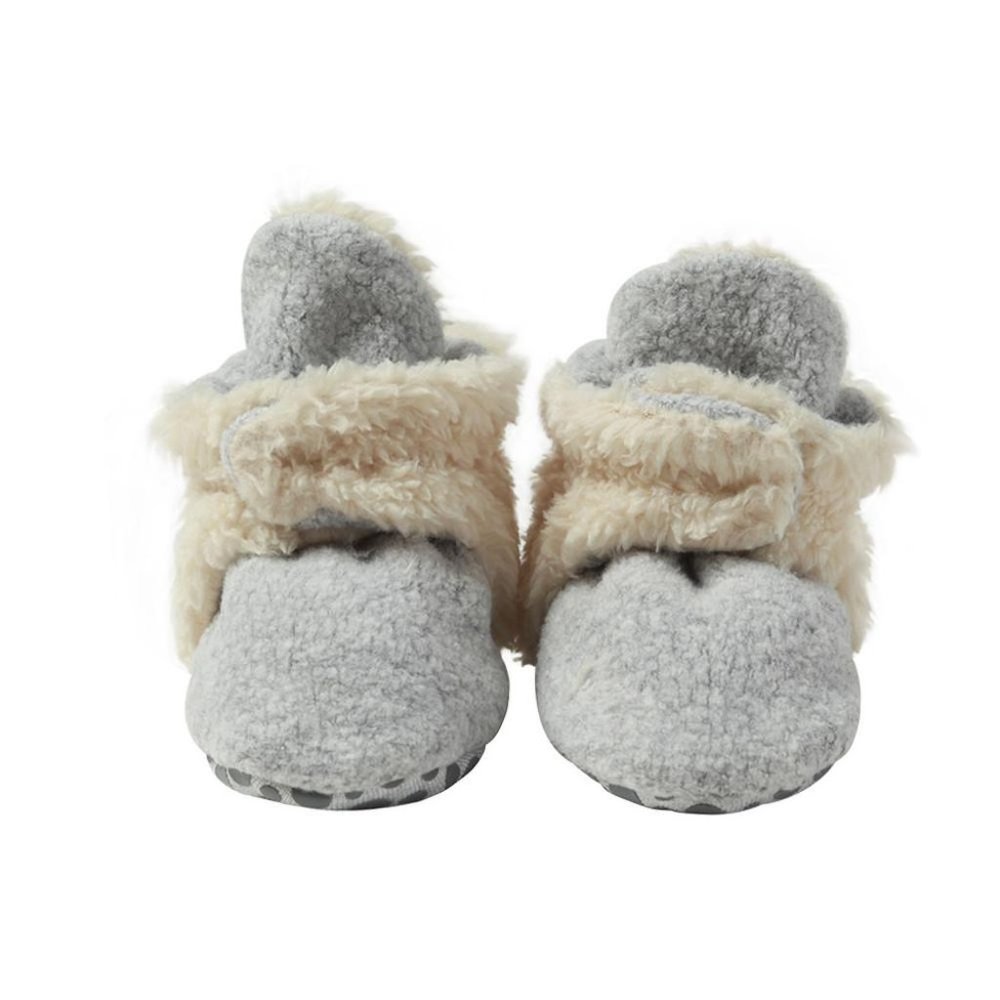 NWT Heather Gray Zutano Furry Gripper Baby Bootie 24 months